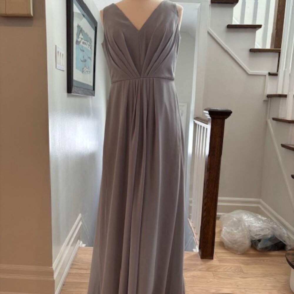 Elegant Grey Chiffon Floor-Length Dresses (Two are available)